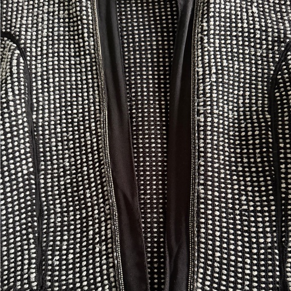 White House Black Market Textured Knit Open Front Jacket Black White Size S - Picture 9 of 16